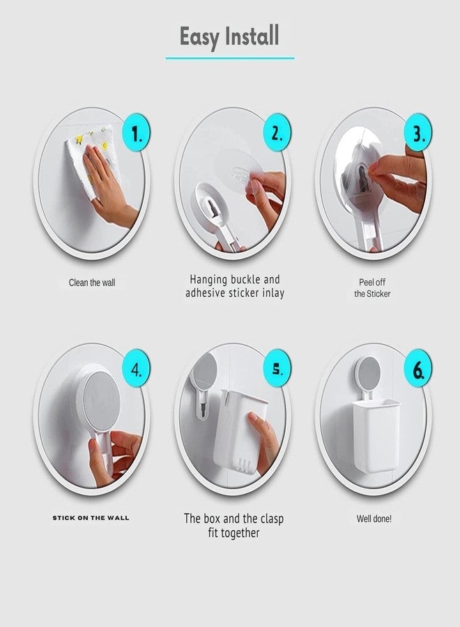 Kitchwell 2PCS Plastic Wall Mounted Self Adhesive Toothbrush Holder/Toothbrush Holders for Bathrrom/Toothbrush Holders/Brush Holder, Toothpaste, Shaver, Razor & Make up Brush - Image 5